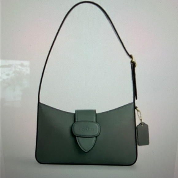 COACH New York Eliza Leather Shoulder Bag w/ Zipper Closure in Sage Green NWT - Picture 4 of 13